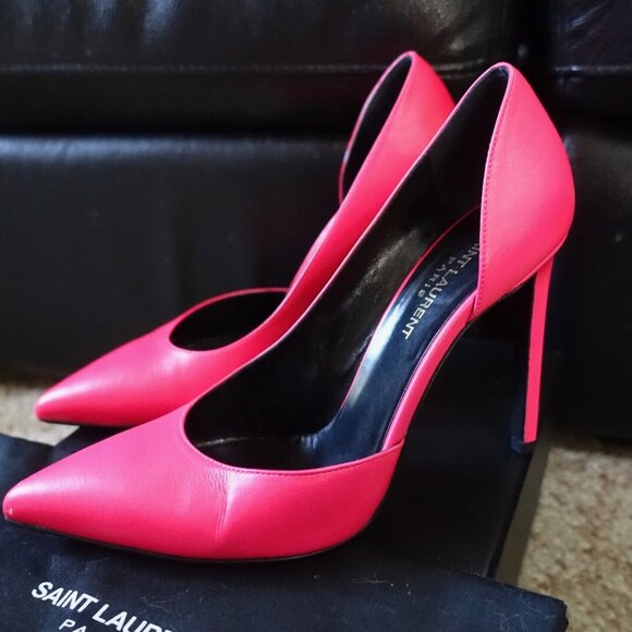 Saint Laurent YSL Pink Leather Pumps High Heels - Picture 2 of 10